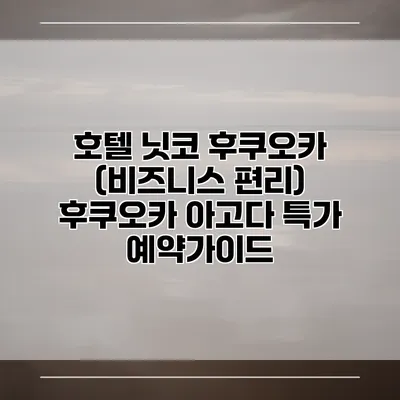 호텔 닛코 후쿠오카 (비즈니스 편리) 후쿠오카 아고다 특가 예약가이드