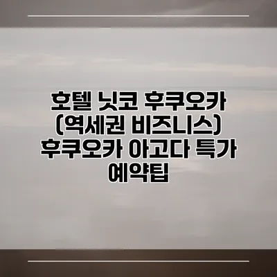호텔 닛코 후쿠오카 (역세권 비즈니스) 후쿠오카 아고다 특가 예약팁