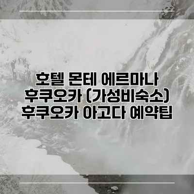 호텔 몬테 에르마나 후쿠오카 (가성비숙소) 후쿠오카 아고다 예약팁