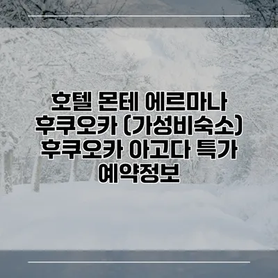 호텔 몬테 에르마나 후쿠오카 (가성비숙소) 후쿠오카 아고다 특가 예약정보