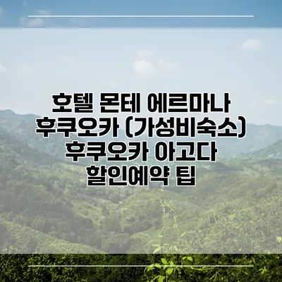 호텔 몬테 에르마나 후쿠오카 (가성비숙소) 후쿠오카 아고다 할인예약 팁