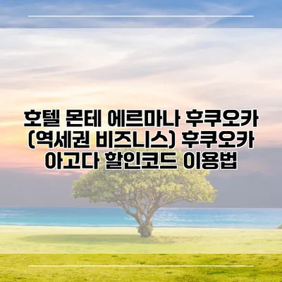 호텔 몬테 에르마나 후쿠오카 (역세권 비즈니스) 후쿠오카 아고다 할인코드 이용법
