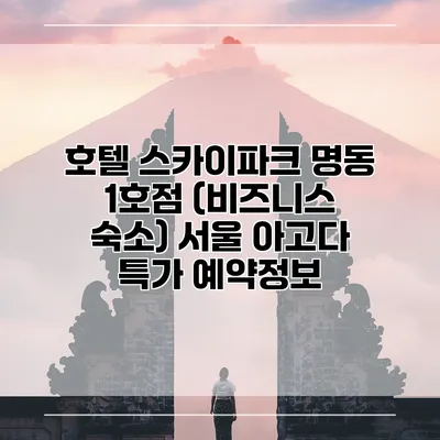 호텔 스카이파크 명동 1호점 (비즈니스 숙소) 서울 아고다 특가 예약정보
