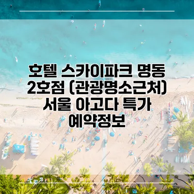 호텔 스카이파크 명동 2호점 (관광명소근처) 서울 아고다 특가 예약정보