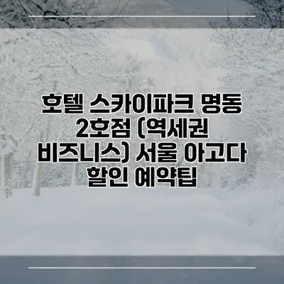 호텔 스카이파크 명동 2호점 (역세권 비즈니스) 서울 아고다 할인 예약팁