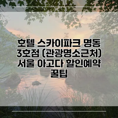 호텔 스카이파크 명동 3호점 (관광명소근처) 서울 아고다 할인예약 꿀팁
