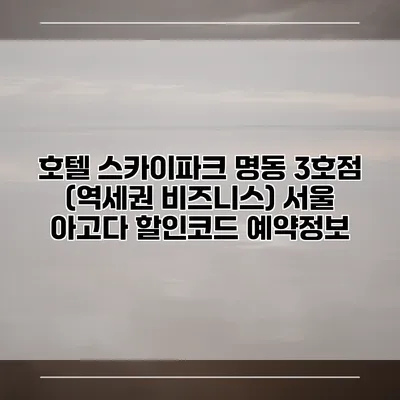 호텔 스카이파크 명동 3호점 (역세권 비즈니스) 서울 아고다 할인코드 예약정보