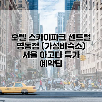 호텔 스카이파크 센트럴 명동점 (가성비숙소) 서울 아고다 특가 예약팁