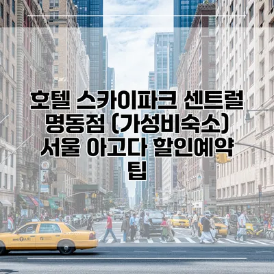 호텔 스카이파크 센트럴 명동점 (가성비숙소) 서울 아고다 할인예약 팁