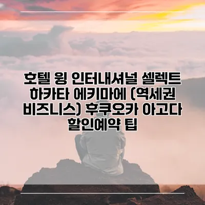 호텔 윙 인터내셔널 셀렉트 하카타 에키마에 (역세권 비즈니스) 후쿠오카 아고다 할인예약 팁