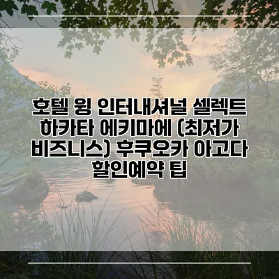 호텔 윙 인터내셔널 셀렉트 하카타 에키마에 (최저가 비즈니스) 후쿠오카 아고다 할인예약 팁