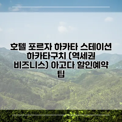 호텔 포르자 하카타 스테이션 하카타구치 (역세권 비즈니스) 아고다 할인예약 팁