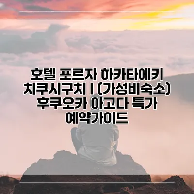 호텔 포르자 하카타에키 치쿠시구치 I (가성비숙소) 후쿠오카 아고다 특가 예약가이드