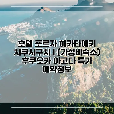 호텔 포르자 하카타에키 치쿠시구치 I (가성비숙소) 후쿠오카 아고다 특가 예약정보