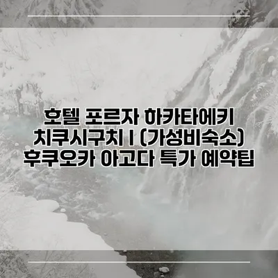 호텔 포르자 하카타에키 치쿠시구치 I (가성비숙소) 후쿠오카 아고다 특가 예약팁