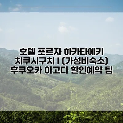 호텔 포르자 하카타에키 치쿠시구치 I (가성비숙소) 후쿠오카 아고다 할인예약 팁