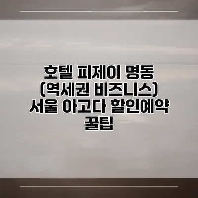 호텔 피제이 명동 (역세권 비즈니스) 서울 아고다 할인예약 꿀팁