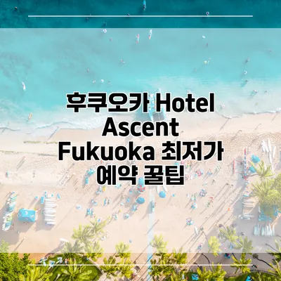 후쿠오카 Hotel Ascent Fukuoka 최저가 예약 꿀팁