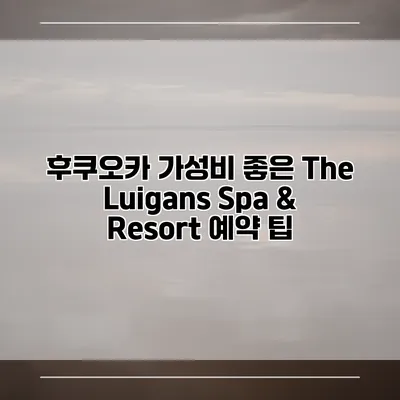 후쿠오카 가성비 좋은 The Luigans Spa & Resort 예약 팁