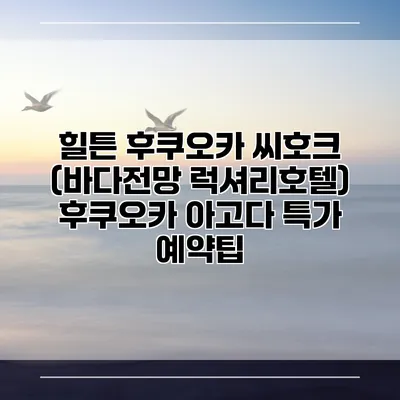 힐튼 후쿠오카 씨호크 (바다전망 럭셔리호텔) 후쿠오카 아고다 특가 예약팁